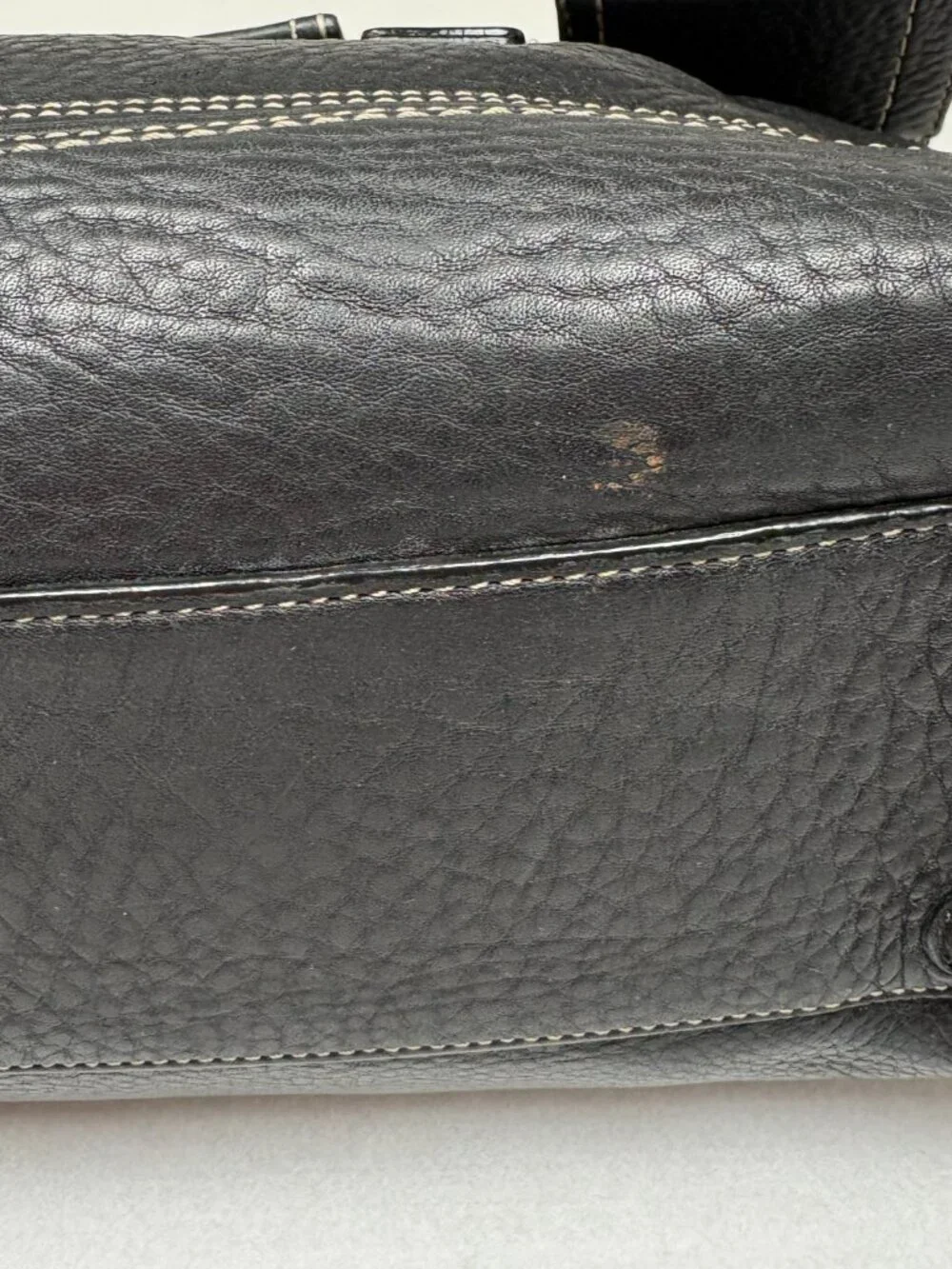 Coach Hamilton Black Pebbled Leather Turnlock Satchel Bag F13091 Quiet Luxury
